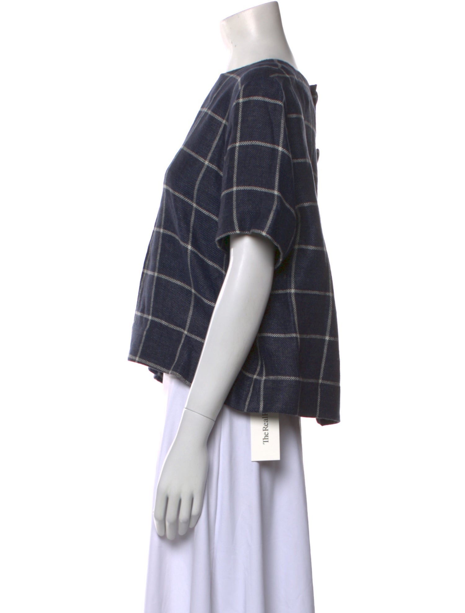 Lisa Marie Fernandez Linen Plaid Print Crop Top